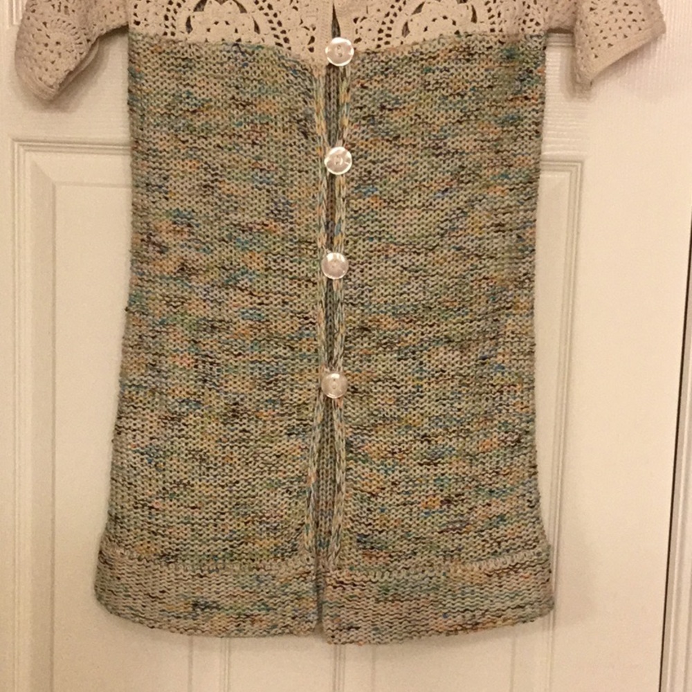 Vertigo Paris Vintage Sweater w/ Partially Crocheted Front & Sleeves - Picture 3 of 6